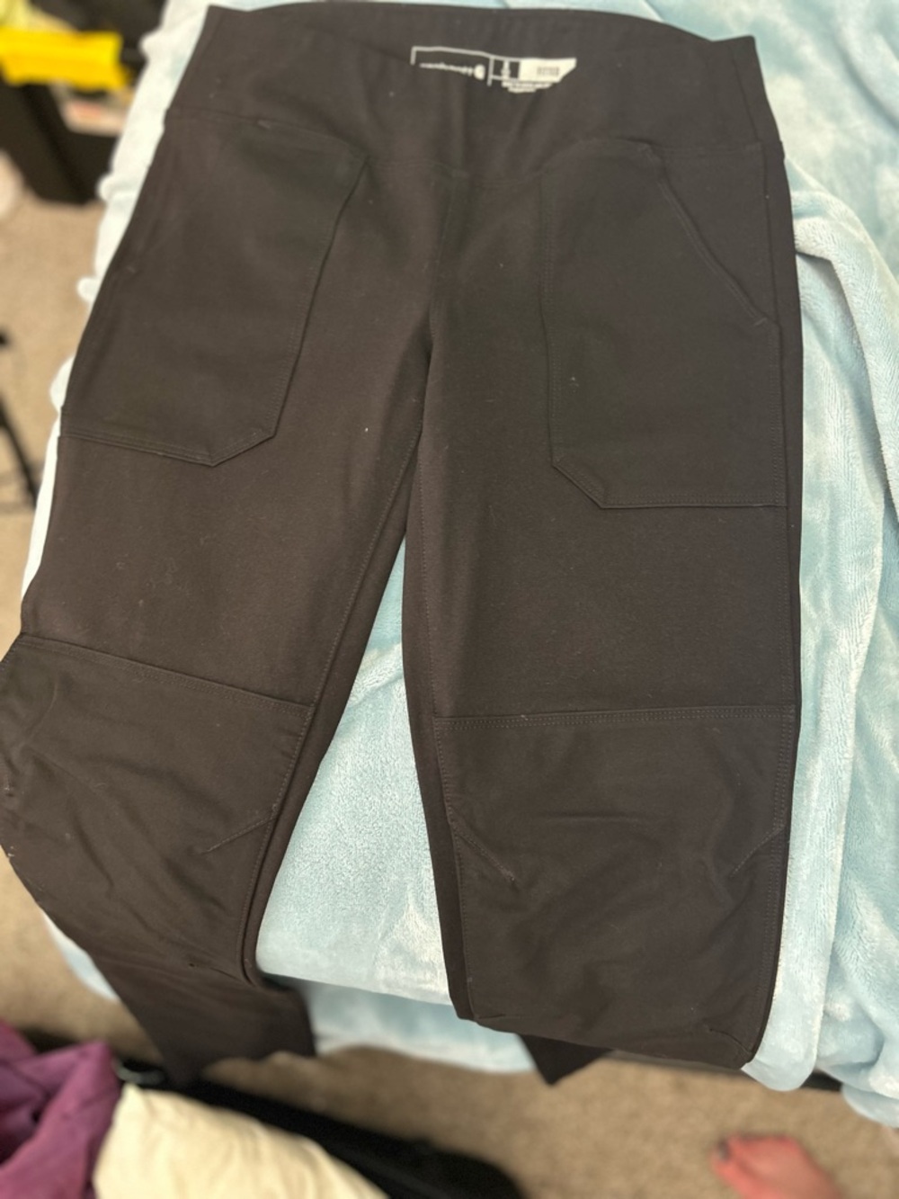 Carhartt Black Fitted work pants with Logo Waistband. Super durable and comfy